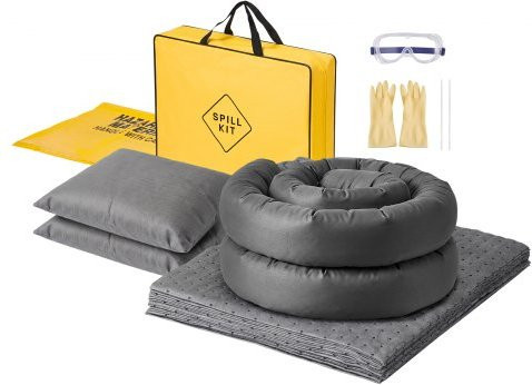 VEVOR Ölbindemittel Set für Öl und Wasserbasis in Gelb mit 20 Tüchern, 2 Kissen, 2 Schlangen, 2 Gefahrstoffbeuteln und Tragetasche - Bild 1