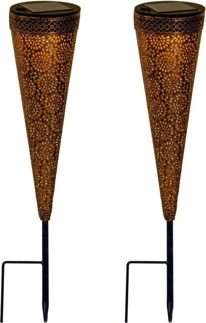 Näve LED-Solarleuchte Paula Braun 2er-Set, Pollerleuchte für Garten und Terrasse, Farbe: Braun, Durchmesser: 8,5 cm, Höhe: 40 cm - Bild 1