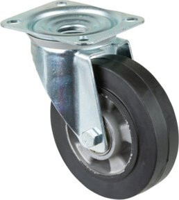BS Transportrolle L400.B80.160 Lenkrolle in Schwarz und Silber mit Aluminium und Schraubbefestigung, Raddurchmesser: 160 mm - Bild 1