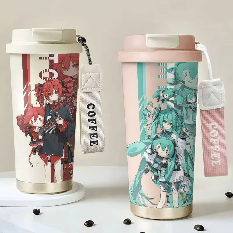 Bandai Hatsune Miku Thermos Tasse aus Edelstahl mit Stroh in Mehrfarbig - Bild 1
