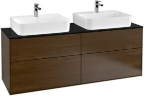 Villeroy & Boch Waschtischunterschrank Finion Wandbeleuchtung mit integrierter Beleuchtung und Innenschubladen in Walnuss Veneer Braun B: 160 cm, T: 60,3 cm - Bild 1