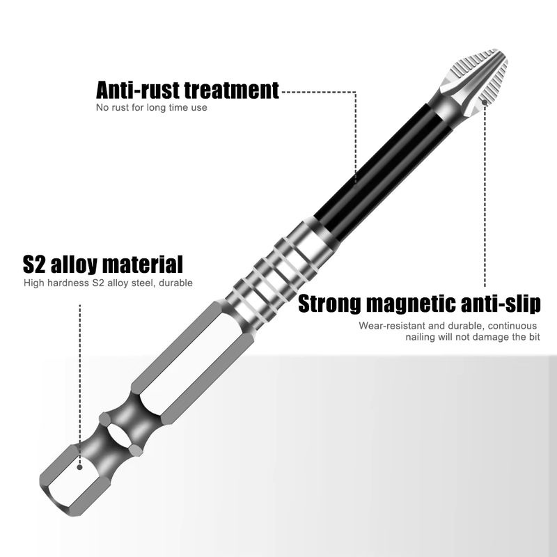 JGZUI K5 Kreuzschlitz-Bohrer Bit aus S2-Stahl, magnetisch und rutschfest, Schwarz - Bild 3