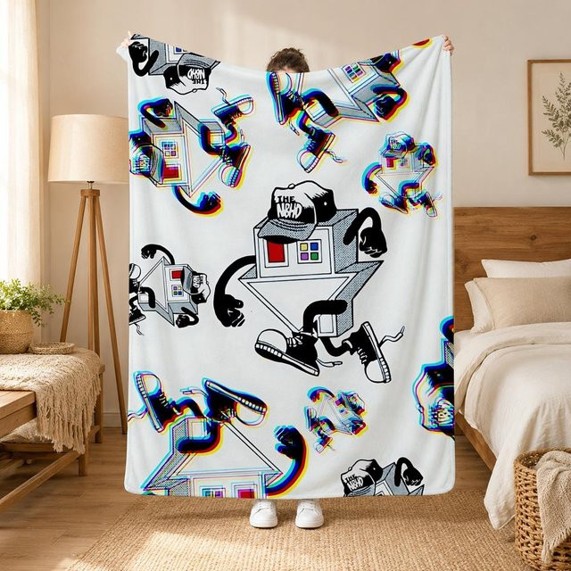 The Neighbourhood Band Wurfdecke aus Flanell in Weiß, B/B: 130 x 150 cm - Bild 1