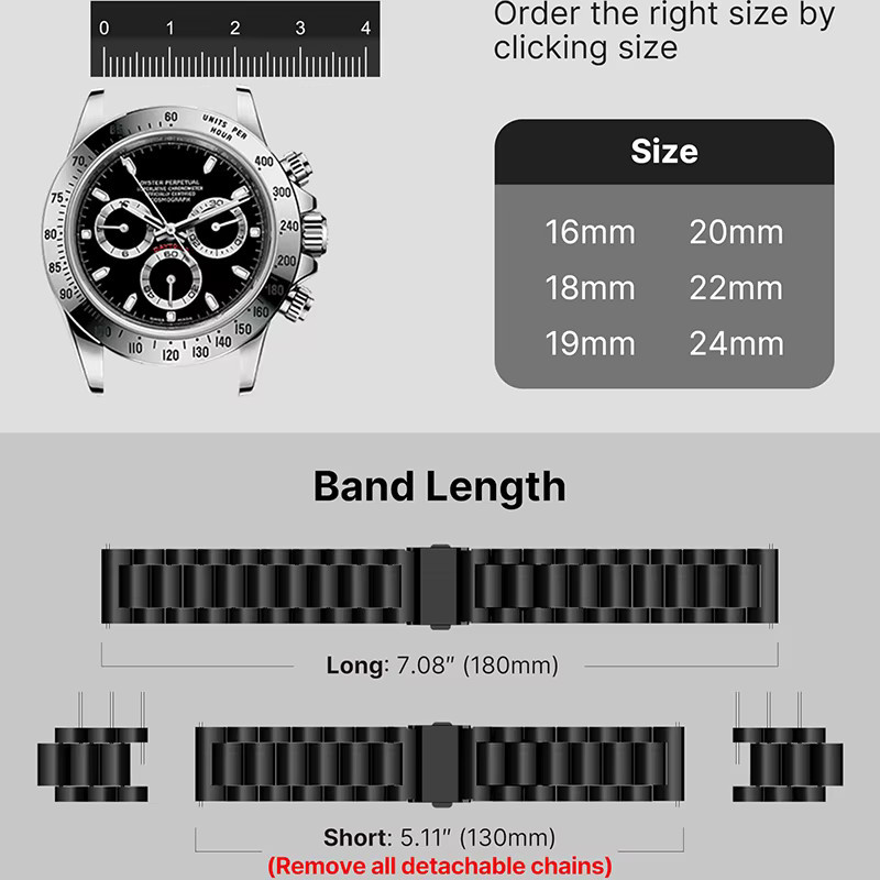 Uhrenarmband Edelstahl, Silber, Unisex - Bild 3