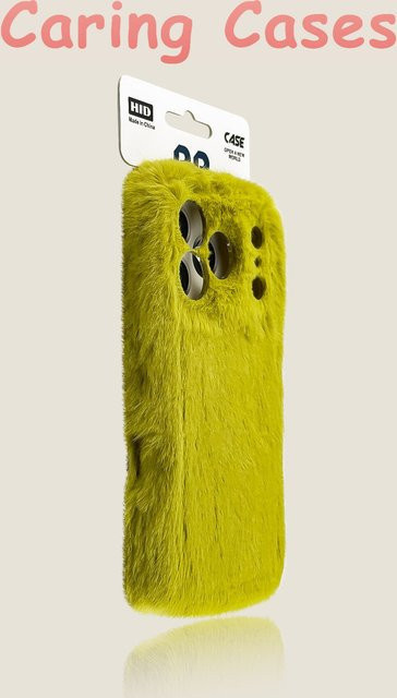 Stoßfeste iPhone 17 Pro Max Hülle mit Nerzfell-Plüsch in Orange und Gelb - Bild 1