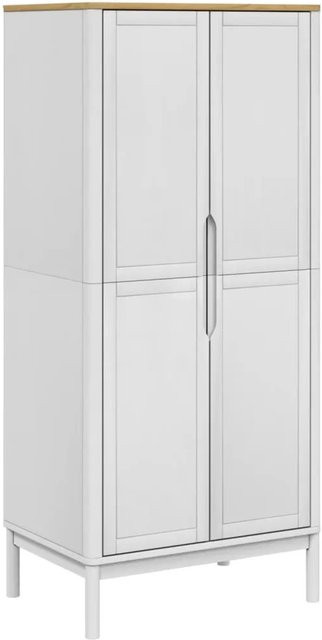 vidaXL Kleiderschrank FLORO Weiß aus Massivholz Kiefer mit Scharniertüren, B/T/H: 77 x 53 x 171 cm - Bild 1
