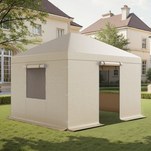 VEVOR Winter Pavillonabdeckung mit Seitenwänden und Netzfenstern aus PE-Material, B/T: 3,09 x 3,69 m - Bild 1