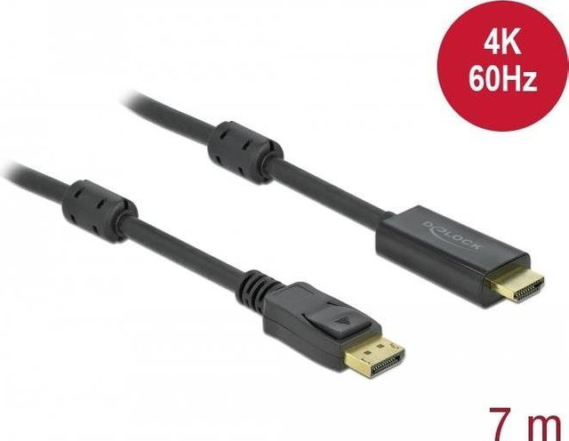 DeLOCK Video- und Audiokabel DisplayPort auf HDMI in Schwarz mit 7,0 m Länge und 4K Unterstützung - Bild 1