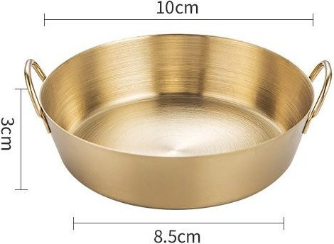Yiran Furniture Koreanischer Snackteller aus 304 Edelstahl mit Doppelgriff in Beige und Gold, multifunktionale Soßenschale und Obstteller - Bild 1