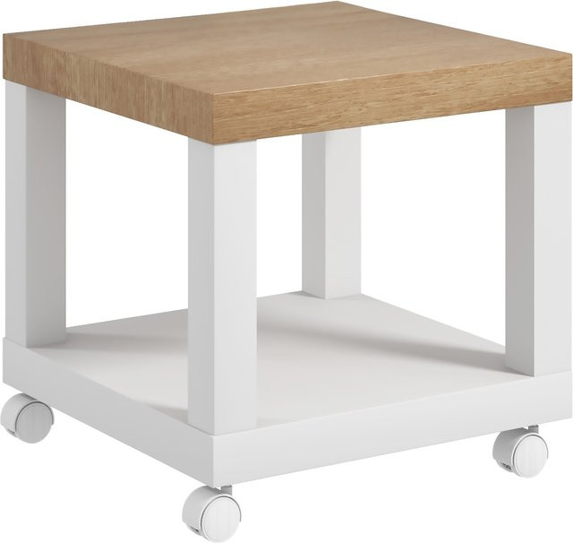 Aosom Rollbarer Beistelltisch HOMCOM Modern mit offenem Regal, Farbe: Weiß & Beige, B/T/H: 40 x 40 x 40 cm - Bild 1