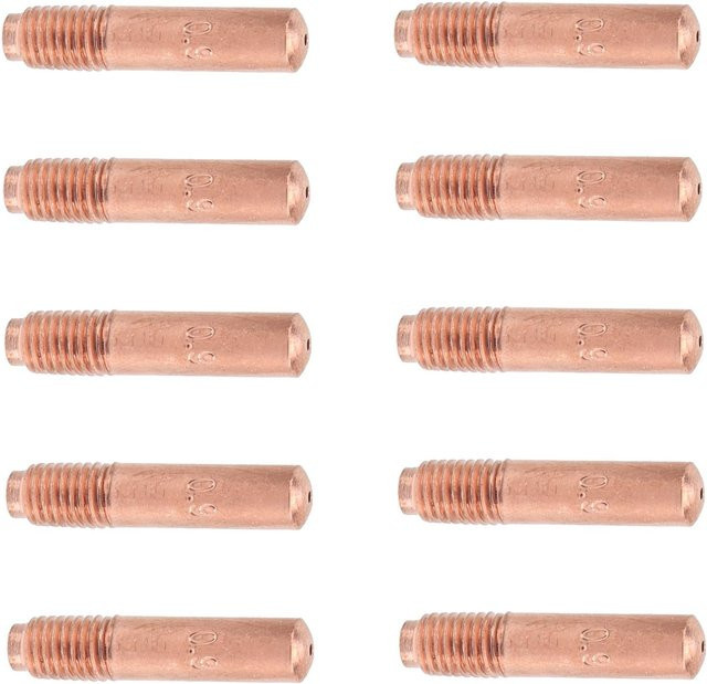 10 Stück Leitfähige Kontaktdüsen aus Messing für MIG-Schweißen, Durchmesser: 0,9 mm, Farbe: Gold/Braun - Bild 1