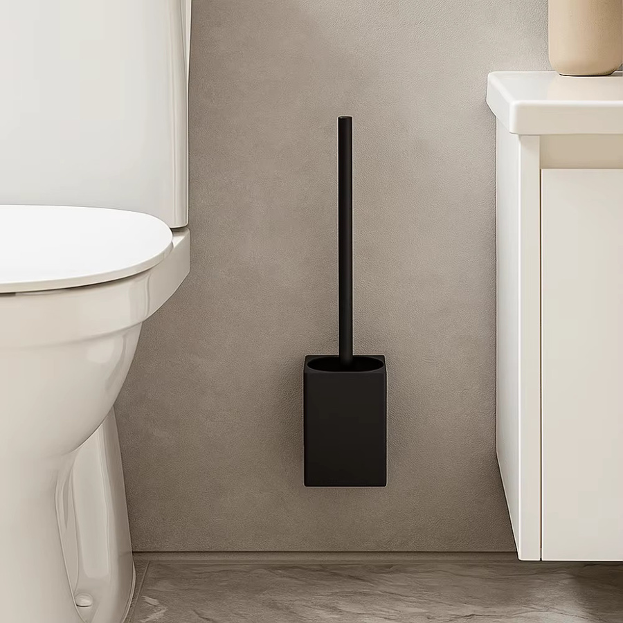 Jkdesign Toilettenbürsten-Set aus Metall in Grau, wandmontierte Toilettenreinigungsbürste aus rostfreiem Edelstahl mit Abdeckung - Bild 3