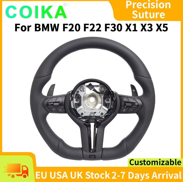 COIKA Perforiertes Flaches Sportlenkrad in Schwarz für BMW E90 E87 E70 E84 F10 F06 F20 F30 F15 F25 F23 F48 - Bild 1