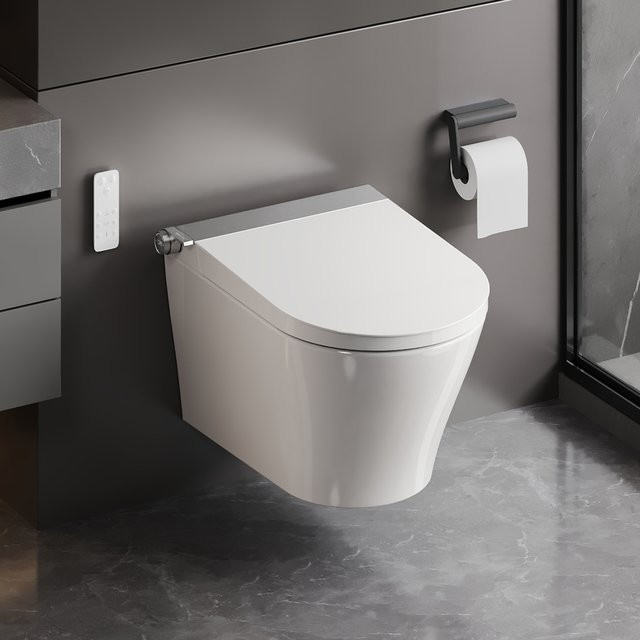 DeerValley Intelligente Wandmontierte Toilette in Weiß mit abnehmbarem Sitz, Ventilator-Dusche, Front- und Rückenreinigung sowie Warmlufttrocknung - Bild 1
