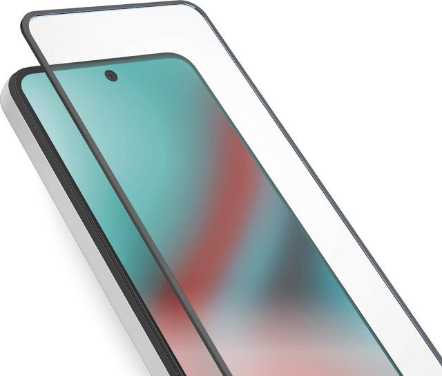 Schutzhülle aus gehärtetem Glas mit schwarzen Silikonrändern für dein Motorola Moto G14 - Bild 1