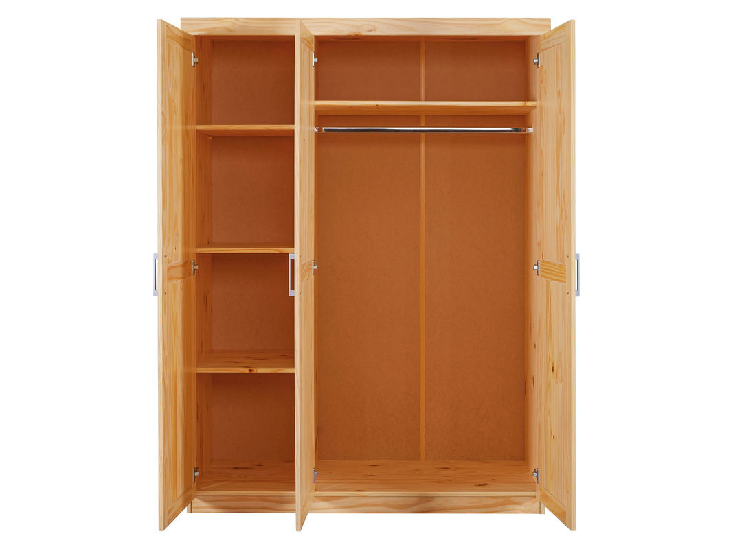 INTER LINK Kleiderschrank aus Massivholz Kiefer, 3-türig, Braun, B/T/H: 140 x 55 x 190 cm - Bild 2
