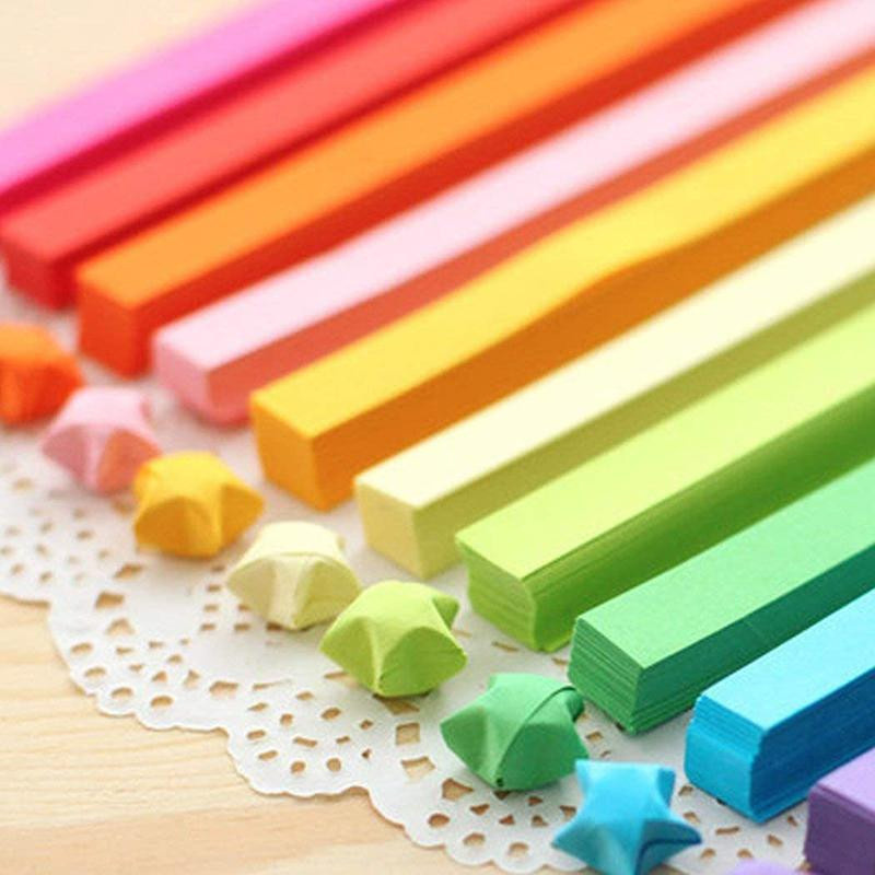 Helenal Origami Sternstreifen zum Basteln in Multicolor aus Papier für DIY Glücksfaltkunst und Heimdeko - Bild 1
