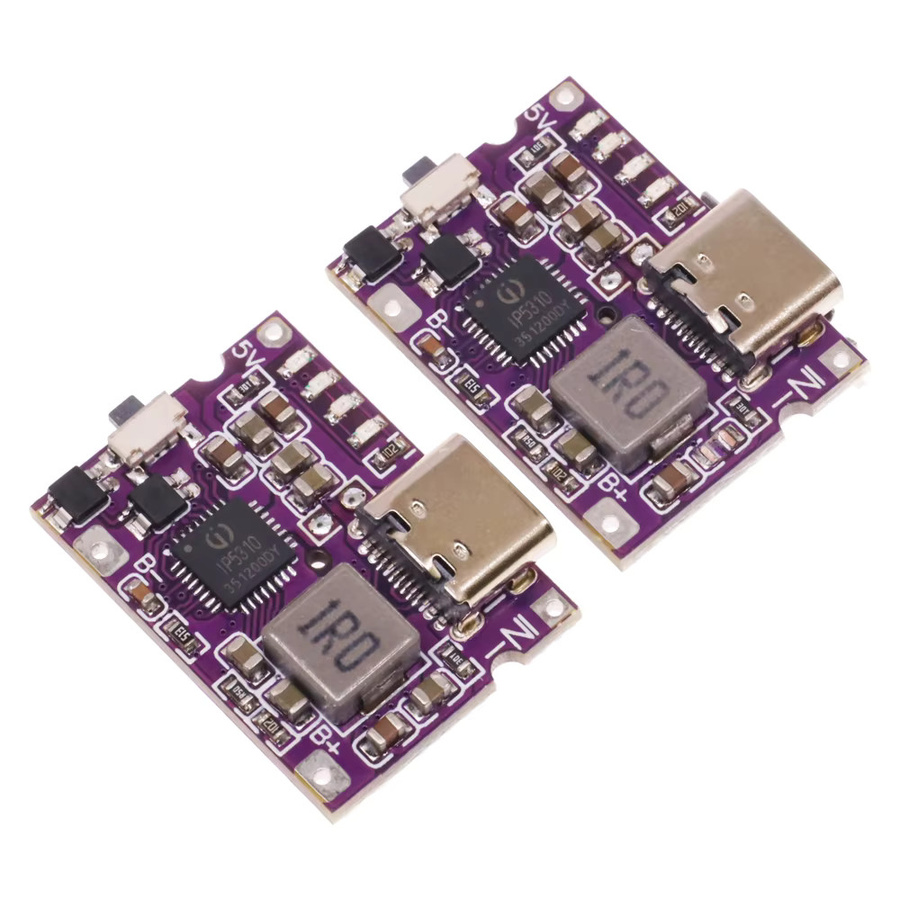 IP5310 USB-C Boost Converter Step-Up Power Modul 5V zu 4,2V 3A mit LED Anzeige für Lithium-Batterien in Violett - Bild 2