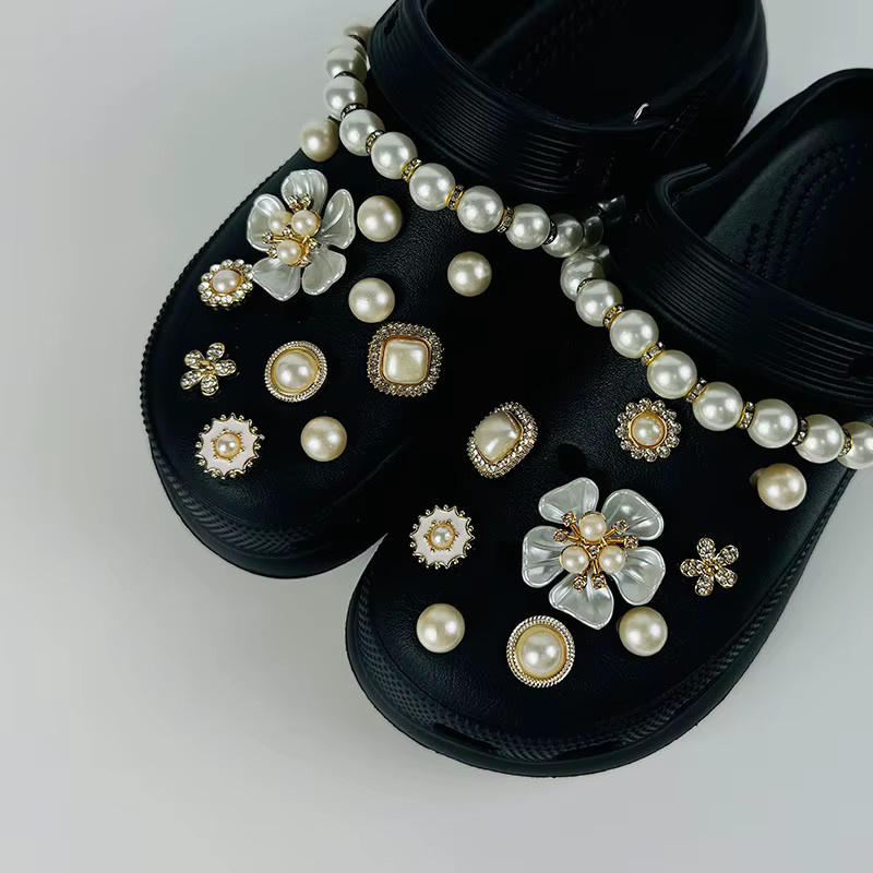 FHLDING Schuh Charm, Wasser Diamant, Perle, Blume, Kette, Schnalle, 22 Stück - Bild 3