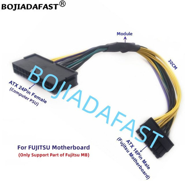 Fujitsu ATX 24-Pin auf Motherboard 16-Pin Adapter-Stromkabel in Schwarz, Länge: 30 cm, passend für Esprimo D756 D956 E720 E920 P720 P556 P900 P920 - Bild 1