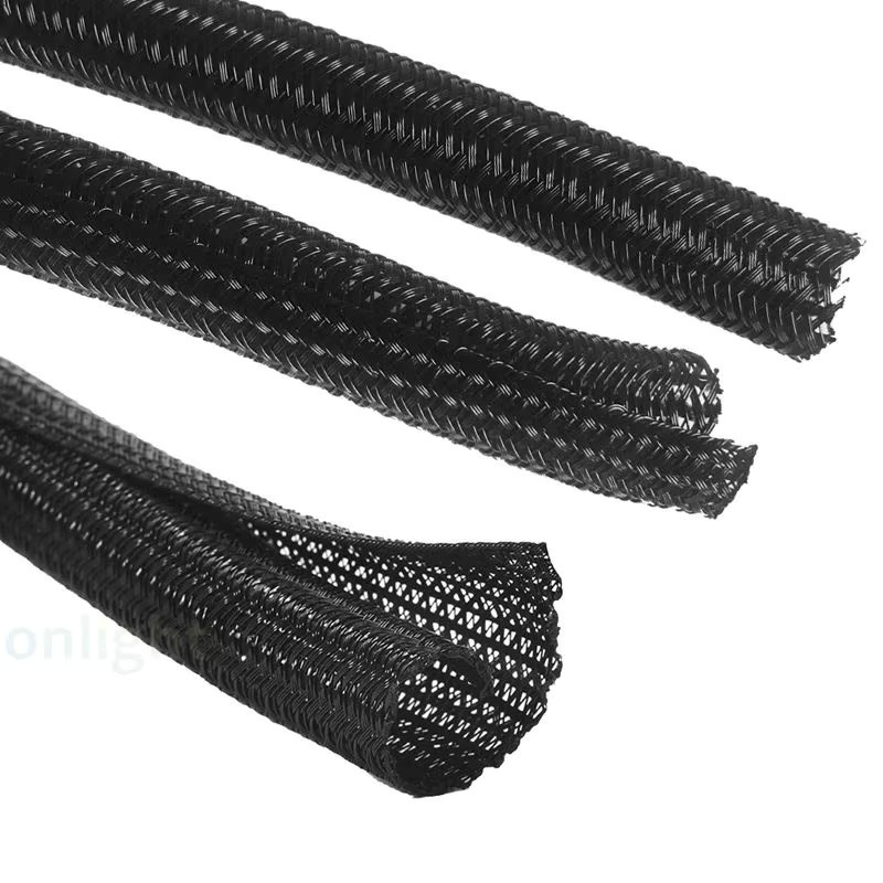 Selbstklebender, erweiterbarer Kabelschutz aus geflochtener Hülse in Schwarz zum Schutz von Leitungen und Drähten - Bild 1