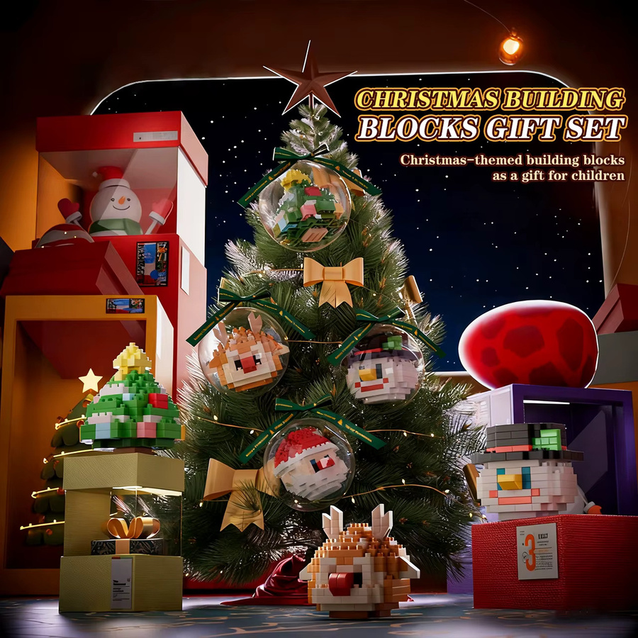 CONUSEA Mikrobausteine, weihnachtliche dekorative Kugelanhänger, Bauset - Bild 4