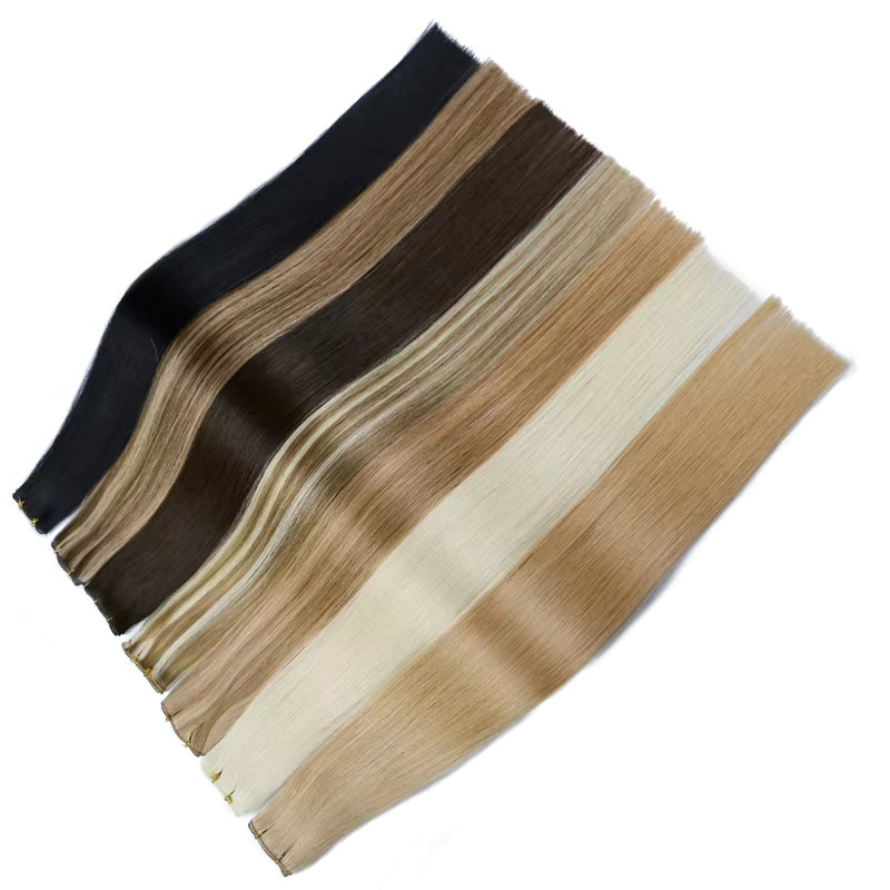 JENSFN Echthaar-Extensions, Remy, glatt, braun-blonde, Damen - Bild 5