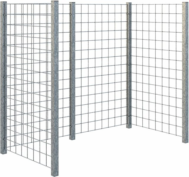 Plus Mülltonnenabtrennung aus Holz und Stahl in Silber, B/T/H: 173,5 x 89 x 147 cm - Bild 1