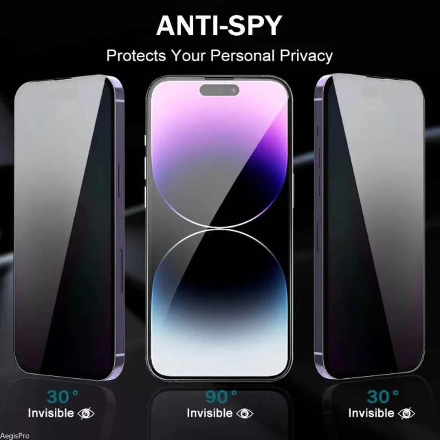 3er-Set Privatsphäre-Displayschutz aus gehärtetem Glas und Objektiv-Protektoren für Apple iPhone, transparent, Full Coverage 3D - Bild 2