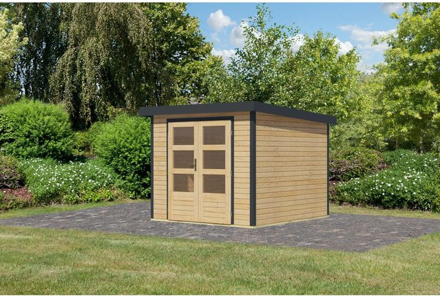 Karibu Gartenhaus Diego 3,5 Modernes Holz-Metall-Gartenhaus in Naturbelassen/Anthrazit, B/T/H: 209 x 238 x 242 cm - Bild 1