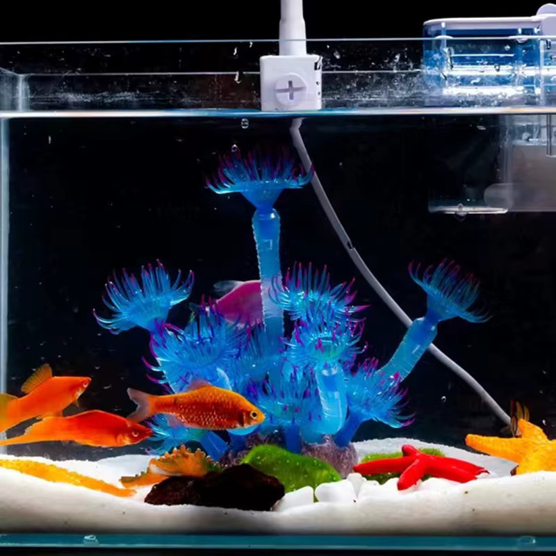ZHIYANG Künstliche Korallen Dekoration für dein Aquarium in Grün aus Silikon - Bild 3