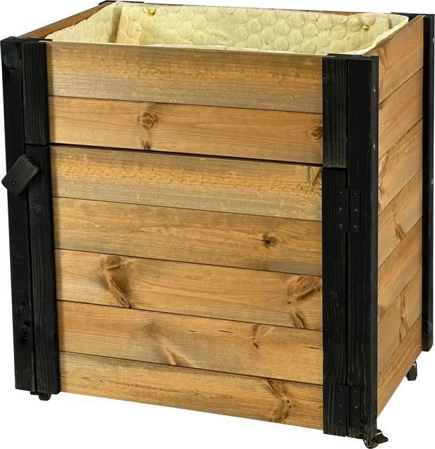 Dobar Rollbarer Gartenschrank mit Pflanzkasten in Braun/Schwarz aus FSC-zertifiziertem Holz - Bild 1