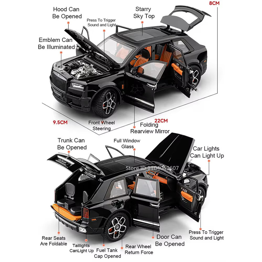 MAKEDA Rolls-Royce Cullinan, Spielzeugmodellauto, 1:20, Metall, Licht und Sound - Bild 2