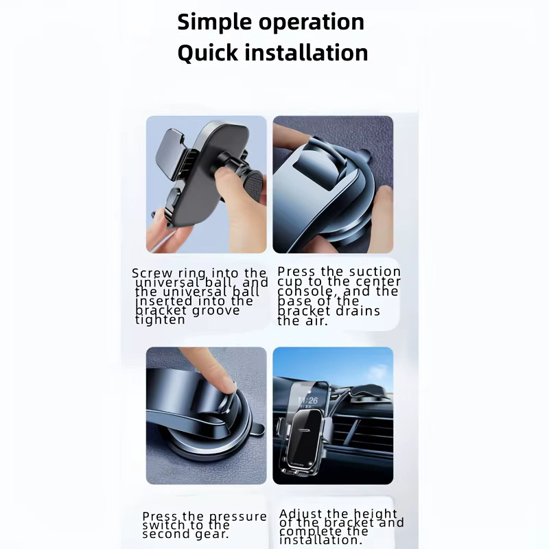 Lcars Universal Handyhalterung für das Auto mit Saugnapf und selbstklebender Anti-Shake-Funktion für das Armaturenbrett, Schwarz - Bild 4