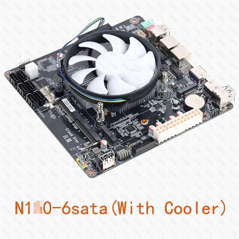 SZJN Mini ITX Motherboard N100 für DIY NAS, DDR4, 2x 2.5G RJ45, 6x SATA3.0, 2x M.2 NVME, Schwarz - Bild 5