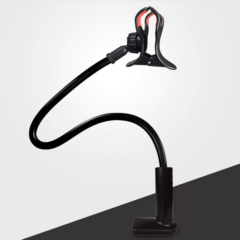 Flexibler 360 Grad Clip Handy Halter in Schwarz für Schreibtisch und Bett, Tragbarer Smartphone Ständer mit 75 cm Reichweite - Bild 2