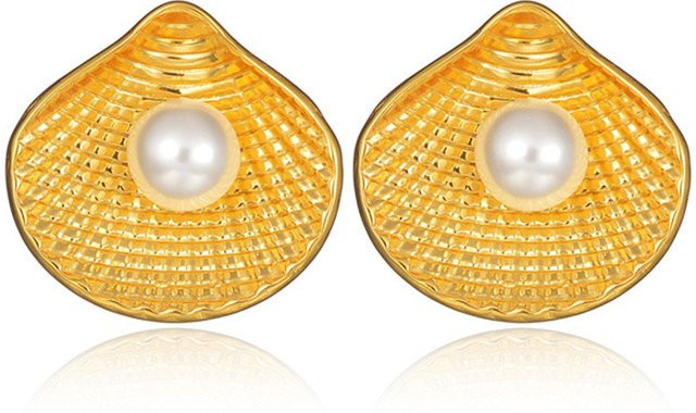 PRISCA Ohrringe, Perle, Edelstahl, Gold, Damen - Bild 1