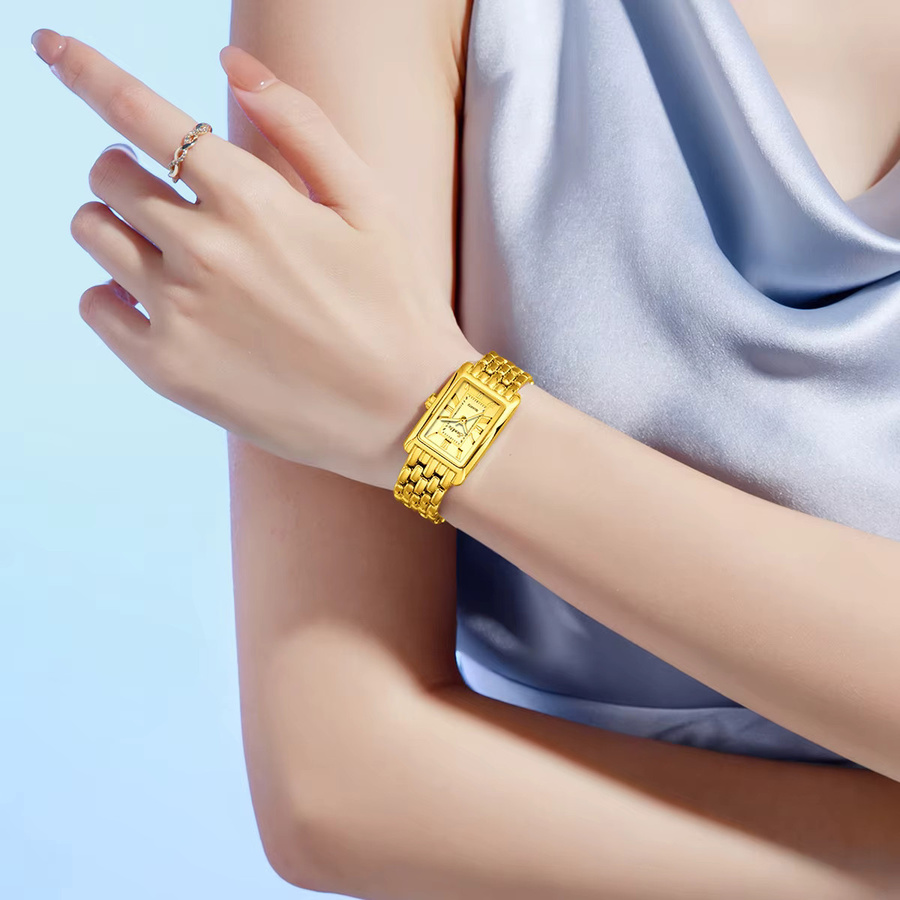 SUNKTA Armbanduhr Quarz, Edelstahl, Gold, Rechteckig, Damen - Bild 2
