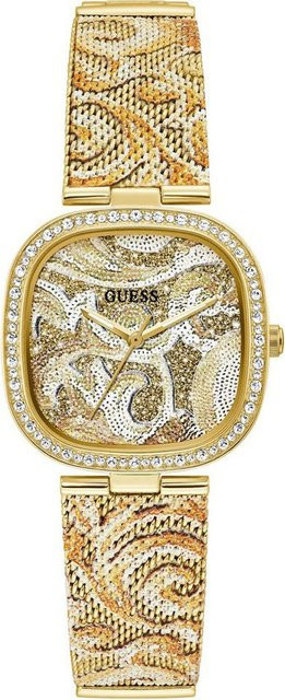 Guess Damenuhr, Quarz, Edelstahl, Gold / Grau, eckig, Kristall, 32 mm - Bild 1