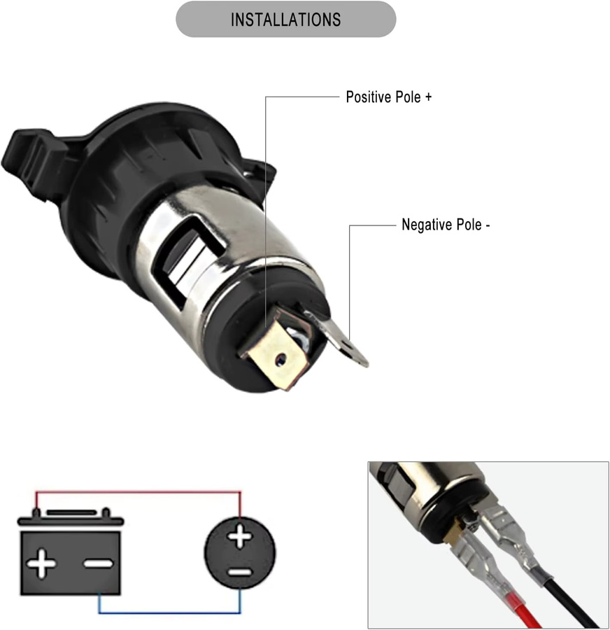 Universal 12V 24V Zigarettenanzünder Adapter Stecker für Auto, Motorrad, Boot und Lkw in Schwarz - Bild 5
