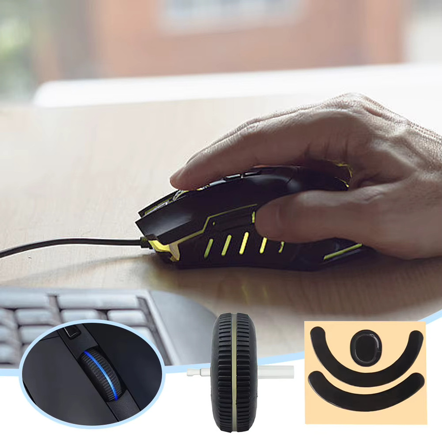 Logitech Gaming Maus Zubehör Set mit Scrollrad Riemenscheibe und Kunststoff Mausfüßen in Schwarz für G403 G703 G603 - Bild 2