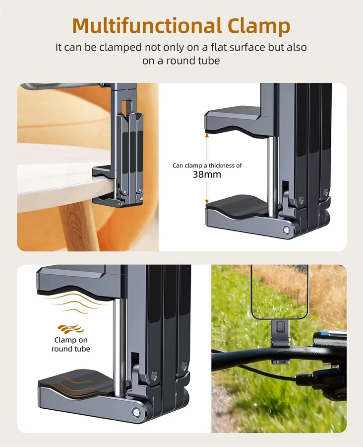 CAMOLO Doppelseitiges magnetisches Handy-Stativ mit Clip, faltbare Tischhalterung und Reisehalterung für iPhone 17/16/15 - Bild 4