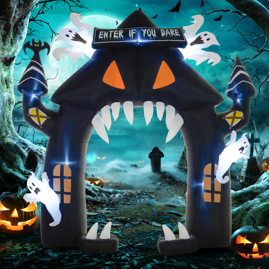 Outsunny Halloween aufblasbarer Bogen mit LED-Beleuchtung in Schwarz-Weiß für Innen- und Außenbereiche - Bild 2