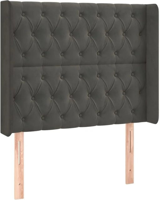 vidaXL Kopfteil mit Ohren in Dunkelgrau aus Samt, B/H: 103 x 118 cm - Bild 1