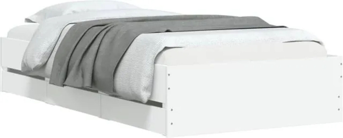 Modernes Funktionsbett mit Schubladen von Vidaxl aus Holzwerkstoff in Weiß, B/T/H: 90 x 200 cm - Bild 1