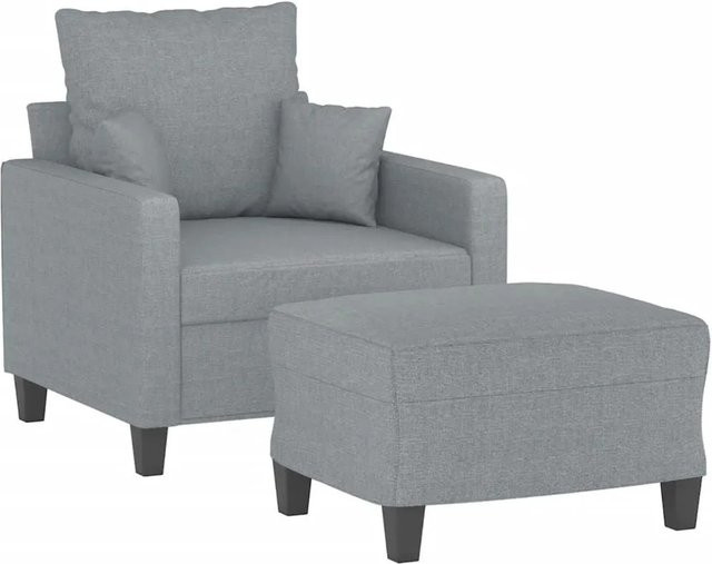 vidaXL Sessel mit Hocker in Hellgrau aus Stoff im modernen Design - Bild 1