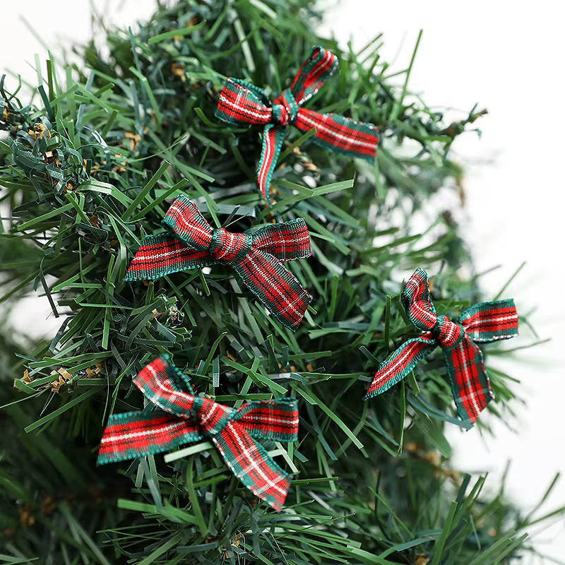 50 Stück ZQCXLD Weihnachts-Stoffschleifen in Rot und Grün, kariertes Nähzubehör für Weihnachtsbaum-Anhänger und Scrapbooking - Bild 2
