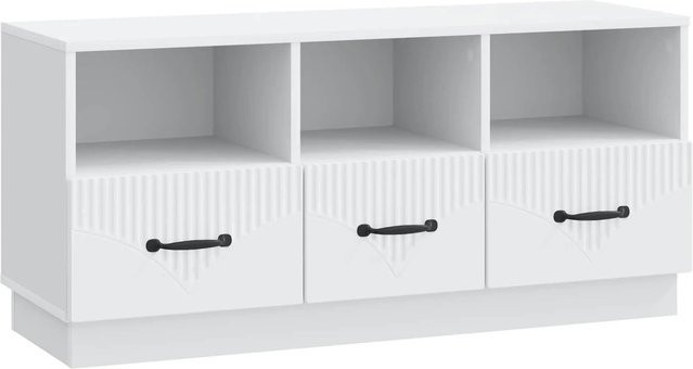 vidaXL TV-Schrank mit Schubladen in Weiß, moderner Mediaschrank aus Holzwerkstoff, B/T/H: 102 x 34,5 x 47 cm - Bild 1