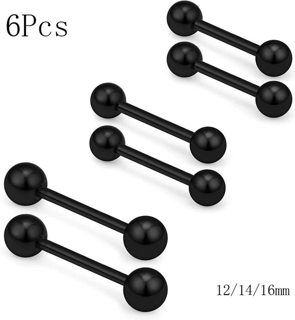 YULIN Barbell Piercing Edelstahl, Schwarz, Damen - Bild 1