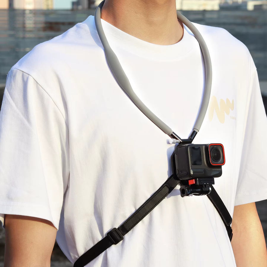 Magnetische Halshalterung für GoPro Hero 13, Hero 12 und Insta 360 Ace Pro in Grau, freihändige Vlog-Video-Selfie-Halterung und Brustständer - Bild 2